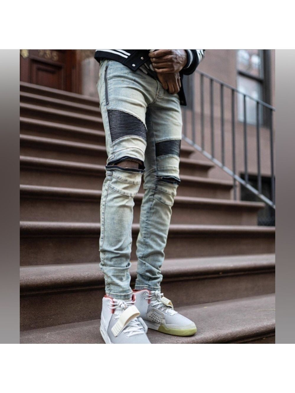 Hyper Denim Bleach Blue Paint Slim Tapered Jeans Men’s 34 NEW w/TAGS